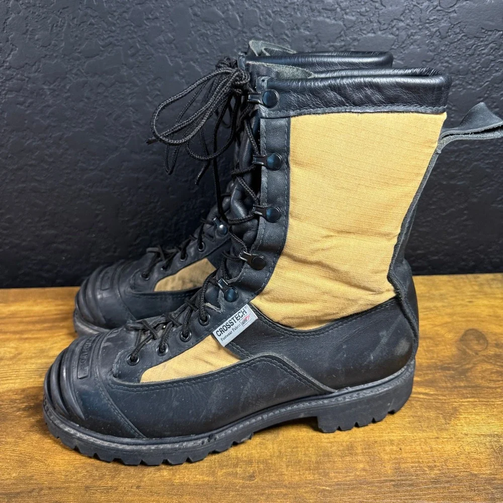 Crosstech PowerToe‎ 6000 Black Tan Leather Cordura Tactical Boots Mens 8.0 EE